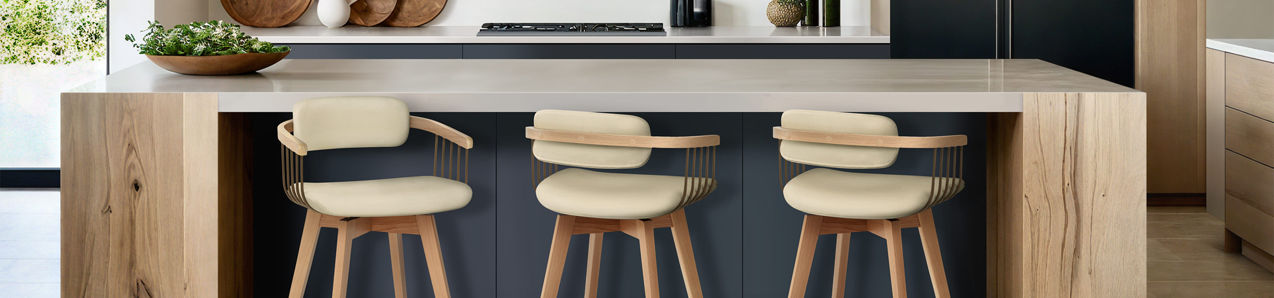 Electra Oak Real Leather Stool Cream Video Banner