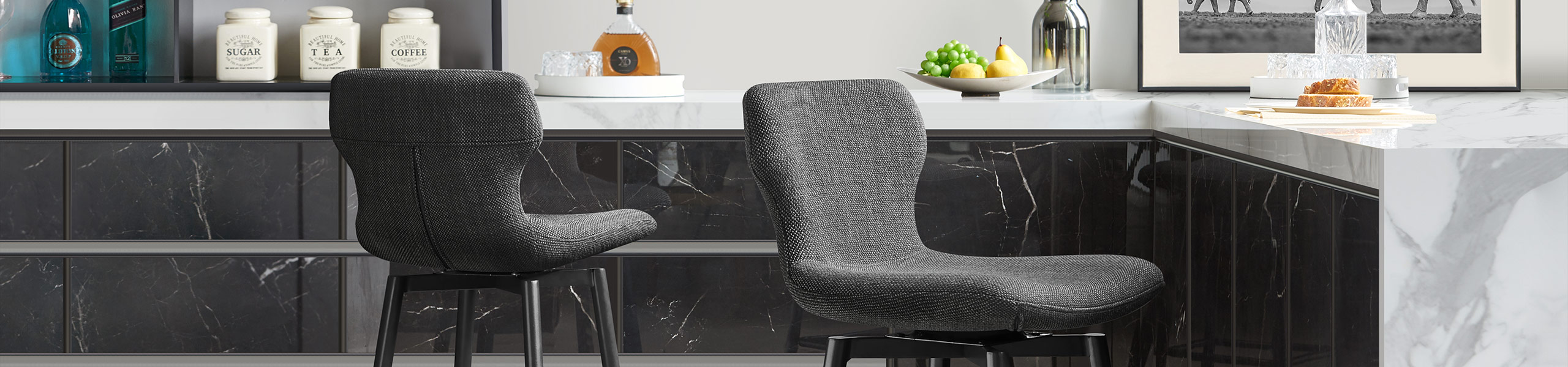 Elle Bar Stool Charcoal Fabric Video Banner