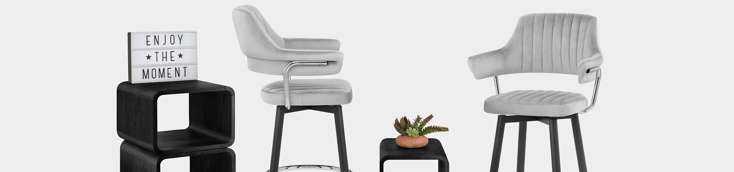 Emily Bar Stool Grey Velvet Video Banner