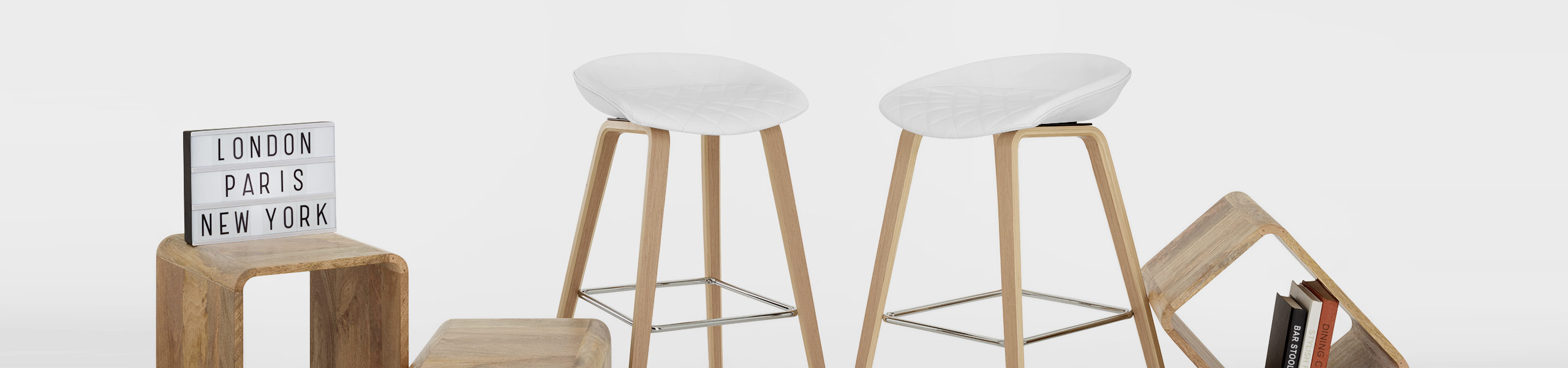 Epic Wooden Stool White Leather Video Banner