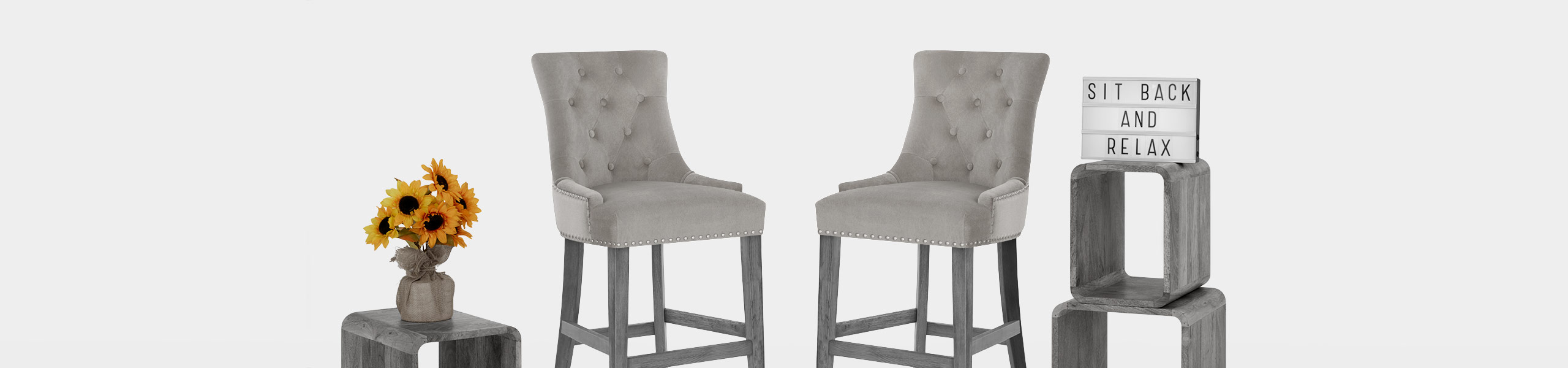 Etienne Bar Stool Grey Velvet Video Banner