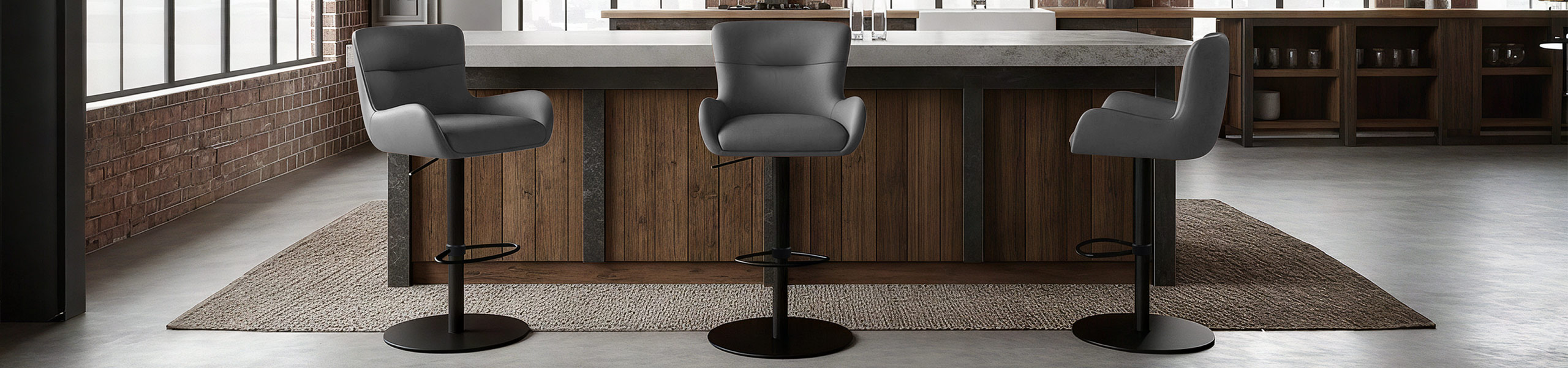 Faraday Bar Stool Dark Grey Real Leather Video Banner