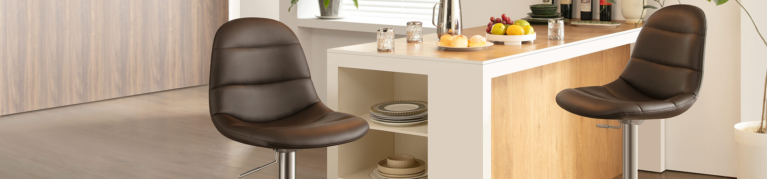 Ferrero Brushed Steel Bar Stool Brown Video Banner