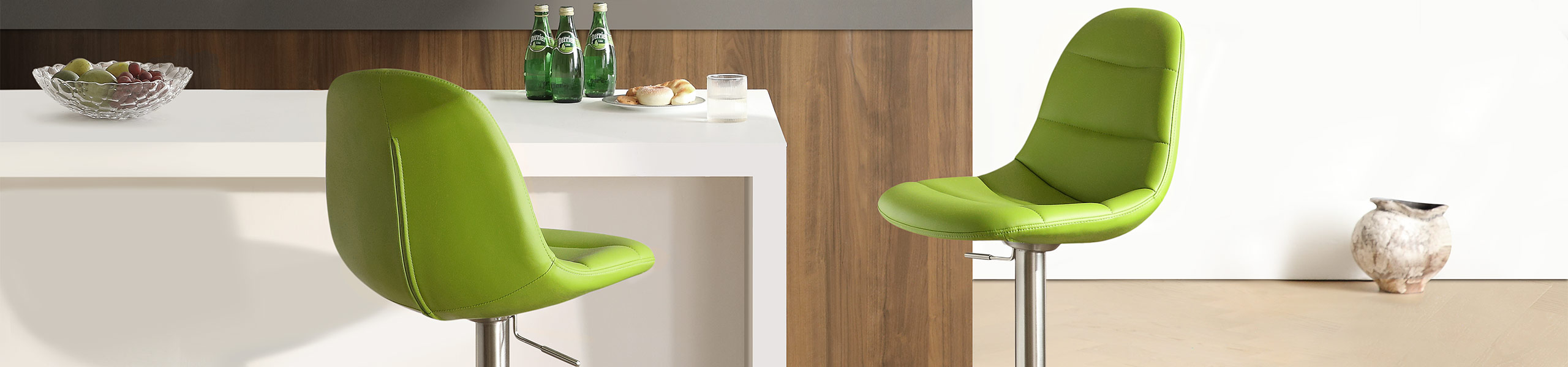 Ferrero Brushed Steel Bar Stool Green Video Banner