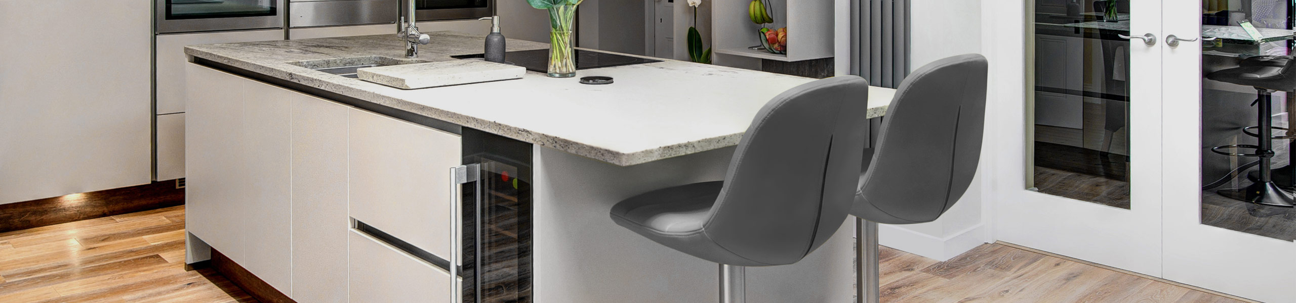 Ferrero Brushed Steel Bar Stool Grey Video Banner