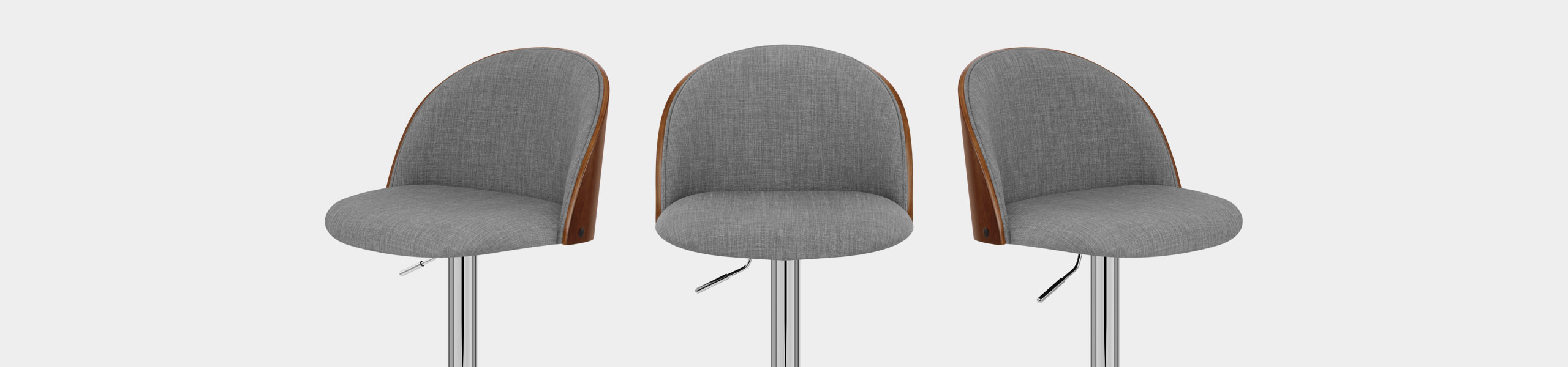 Focus Walnut Stool Grey Fabric Video Banner