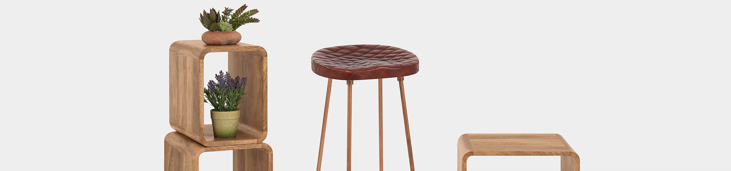Foundry Copper Stool Brown Leather Video Banner