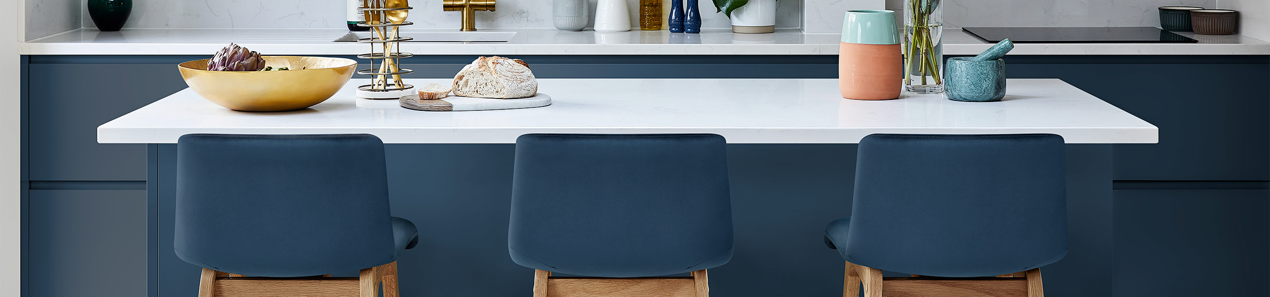 High Drift Oak & Blue Velvet Stool Video Banner