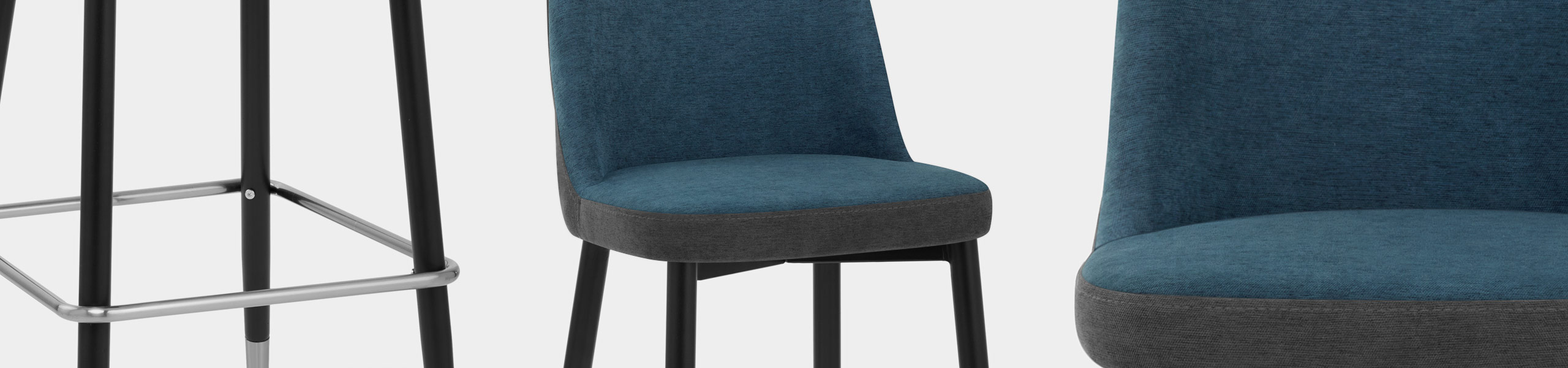 Hudson Stool Charcoal & Blue Fabric Video Banner