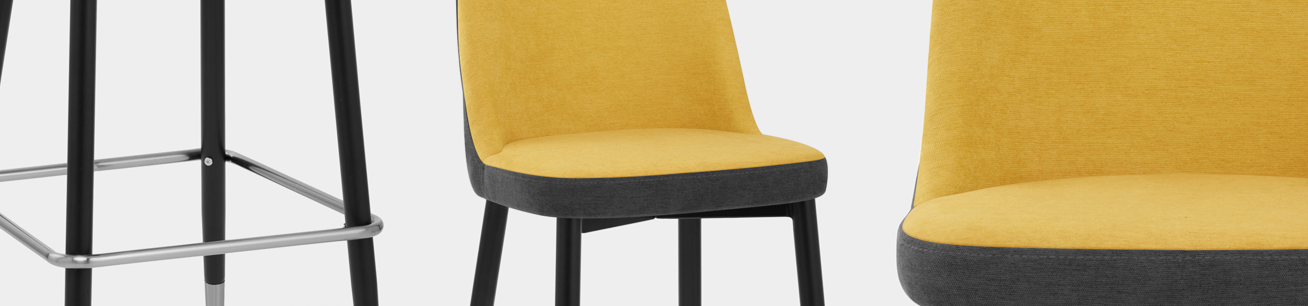 Hudson Stool Charcoal & Yellow Fabric Video Banner