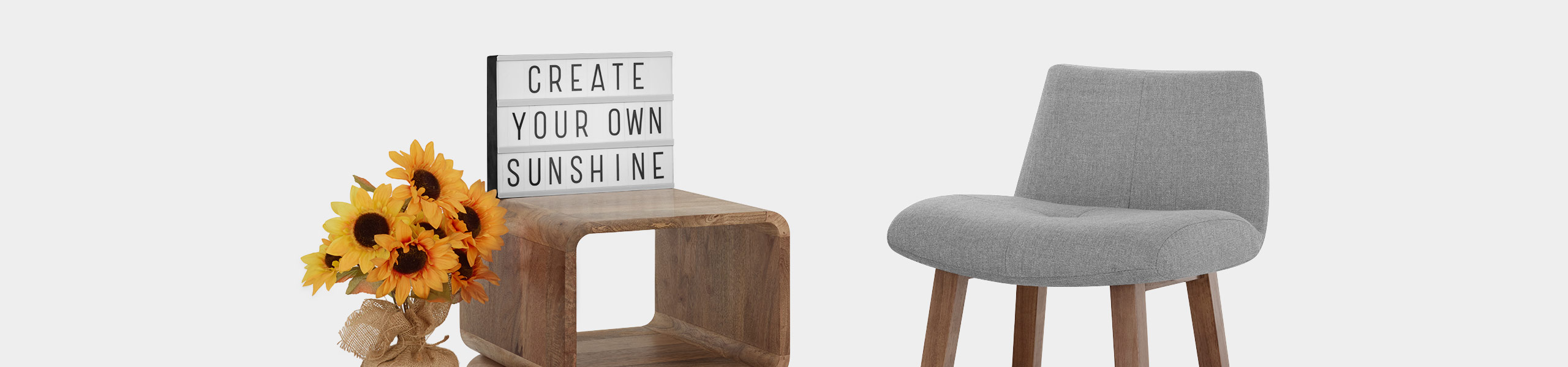 Impulse Wooden Stool Grey Fabric Video Banner