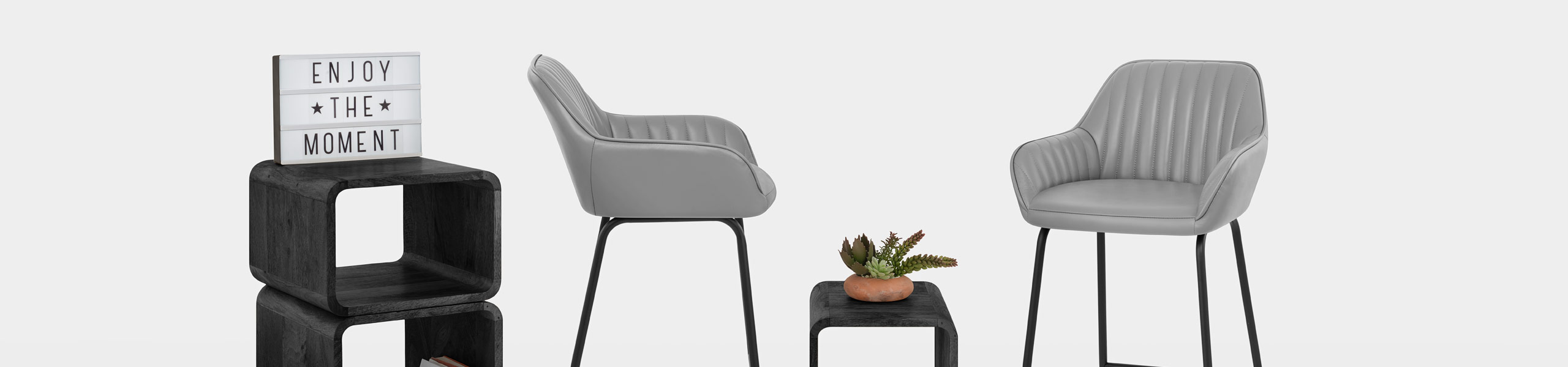 Kanto Real Leather Bar Stool Grey Video Banner