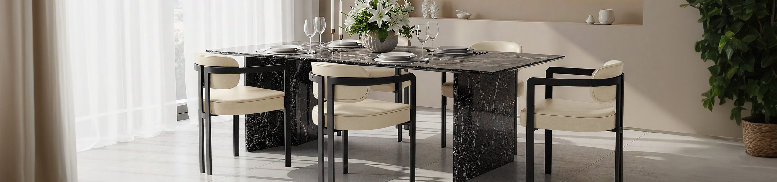 Kara Real Leather Dining Chair Cream Video Banner