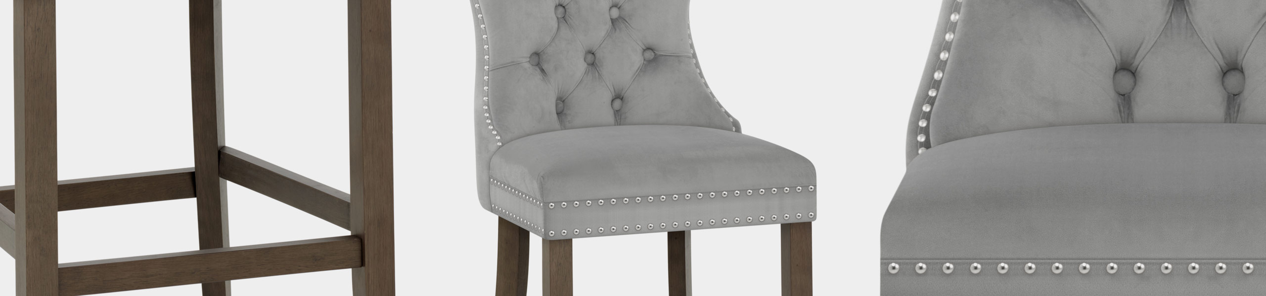 Kensington Wooden Stool Grey Velvet Video Banner