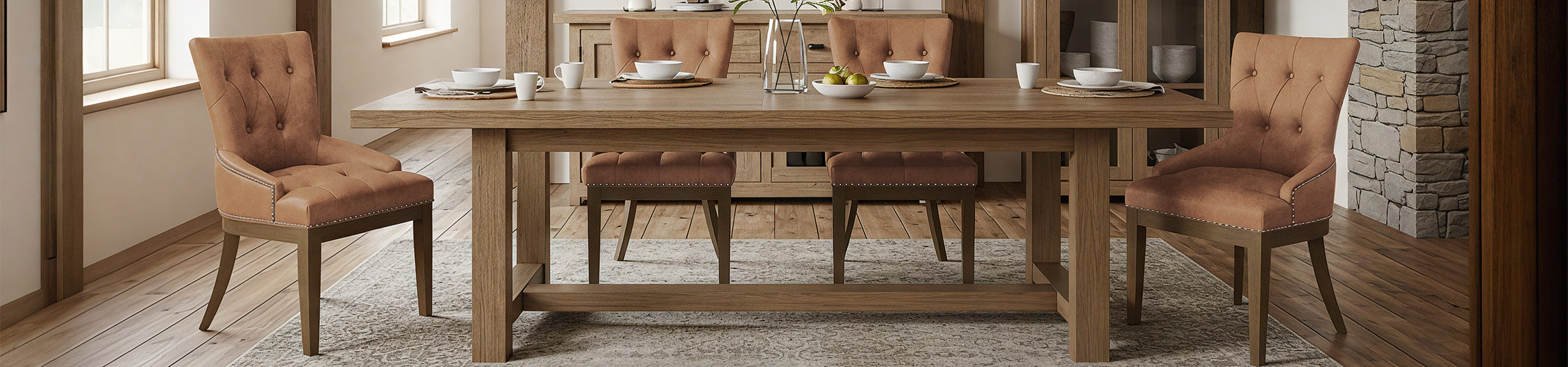 Knightsbridge Oak Chair Tan Leather Video Banner