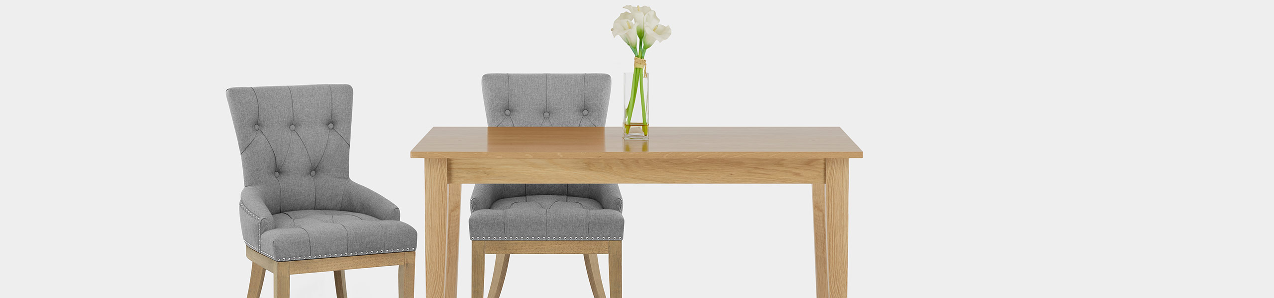 Knightsbridge Oak Chair Grey Fabric Video Banner