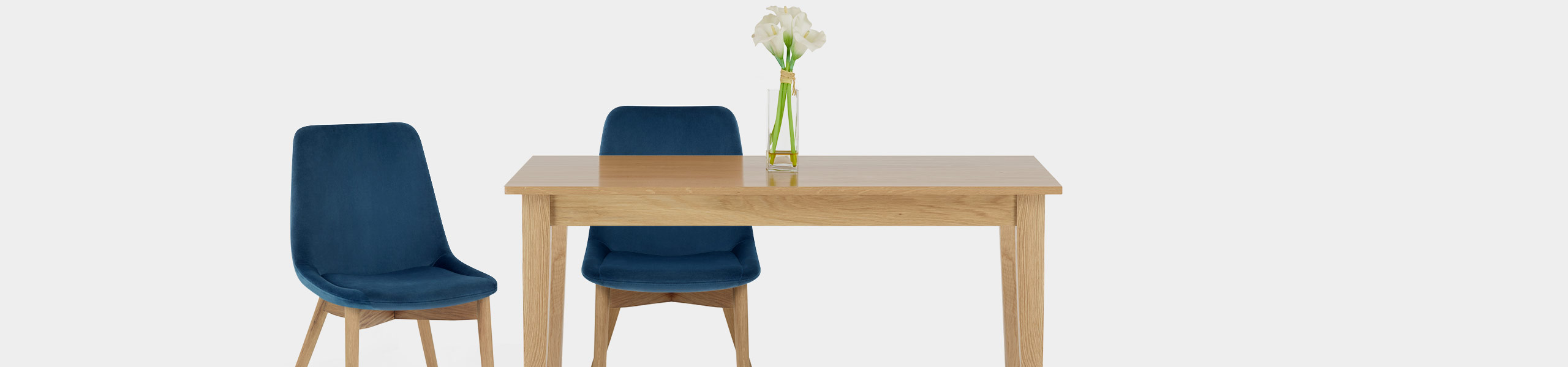 Kobe Dining Chair Oak & Blue Velvet Video Banner