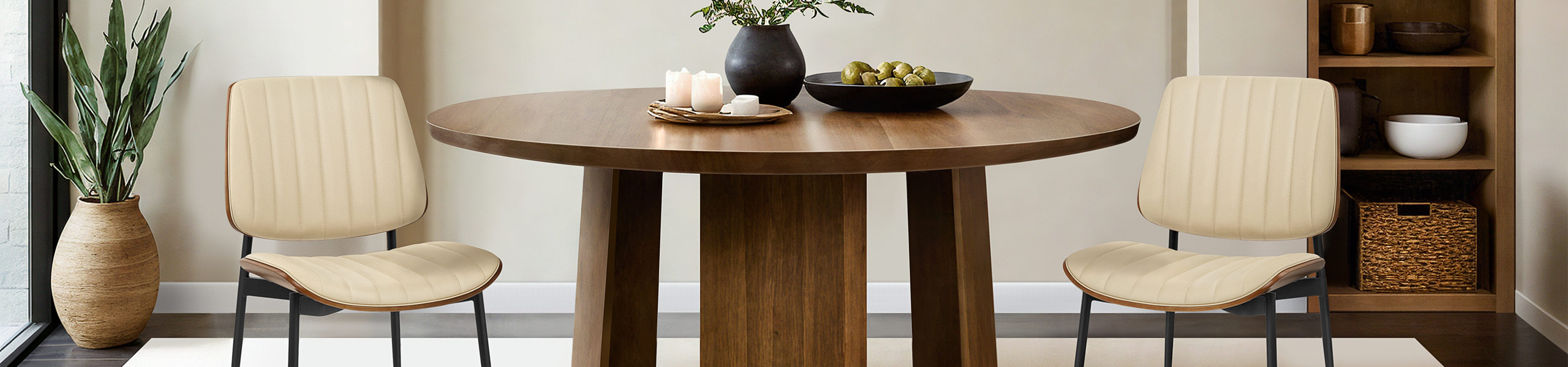 Lara Dining Chair Cream & Walnut Video Banner