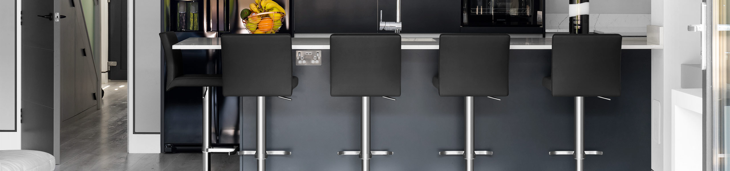 Lexi Brushed Steel Stool Black Video Banner