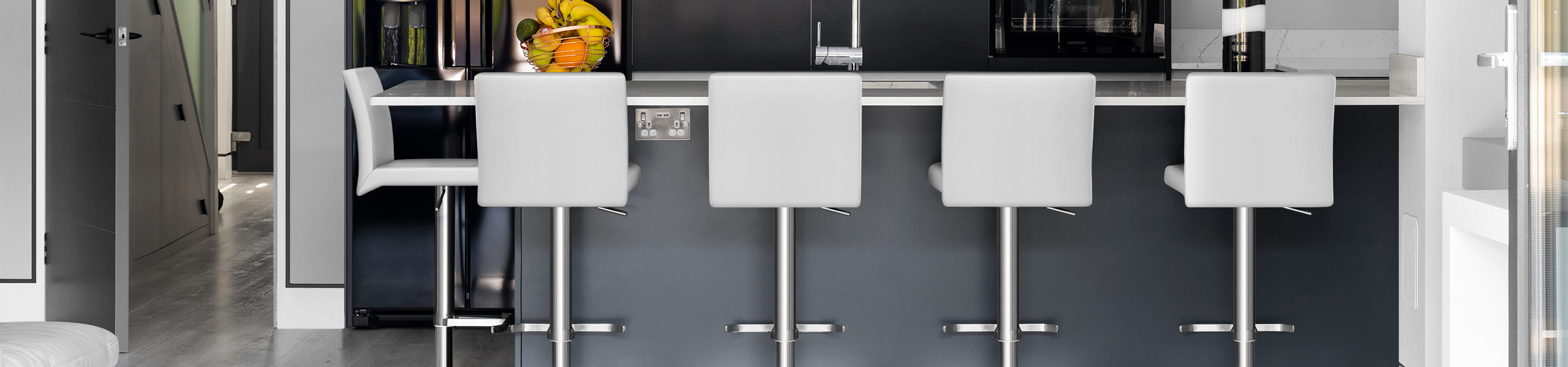 Lexi Brushed Steel Stool White Video Banner