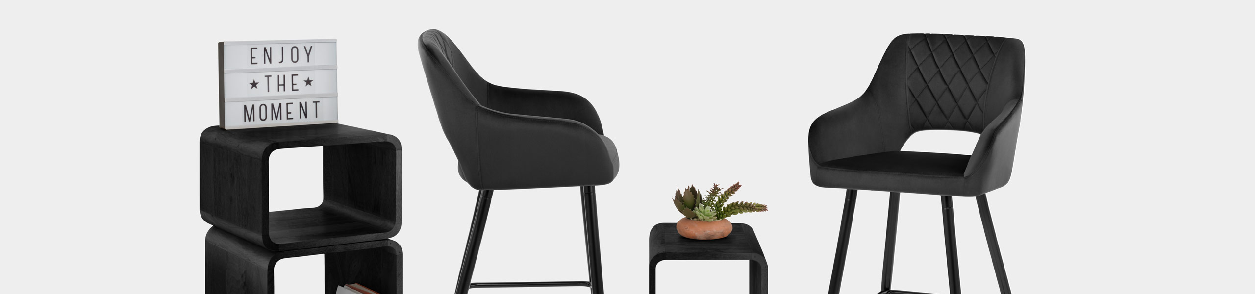 Lopez Bar Stool Black Velvet Video Banner