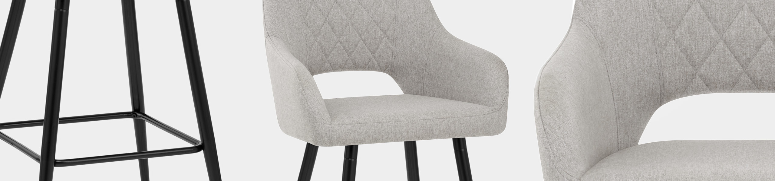 Lopez Bar Stool Grey Fabric Video Banner