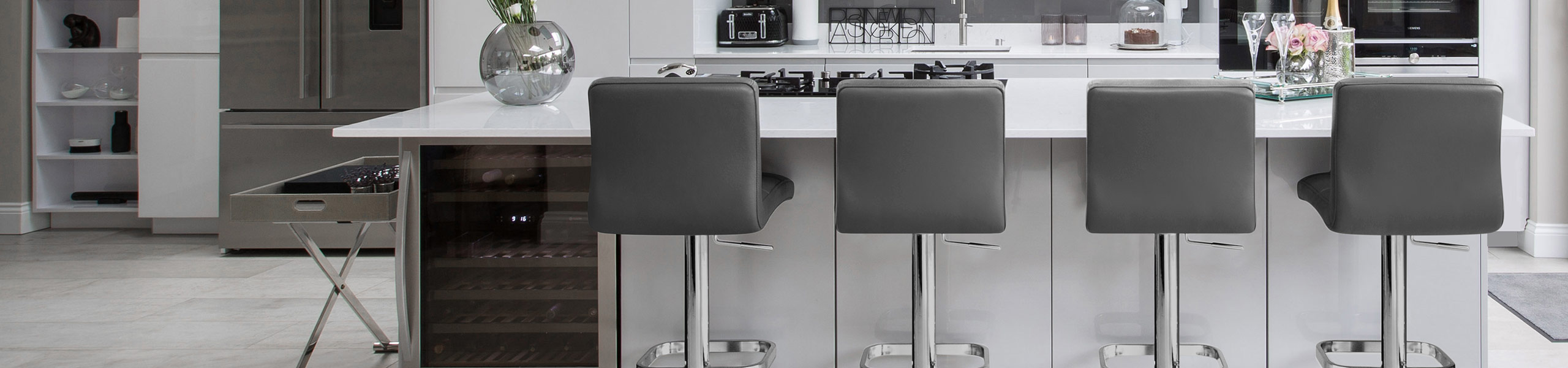 Lush Real Leather Chrome Stool Grey Video Banner