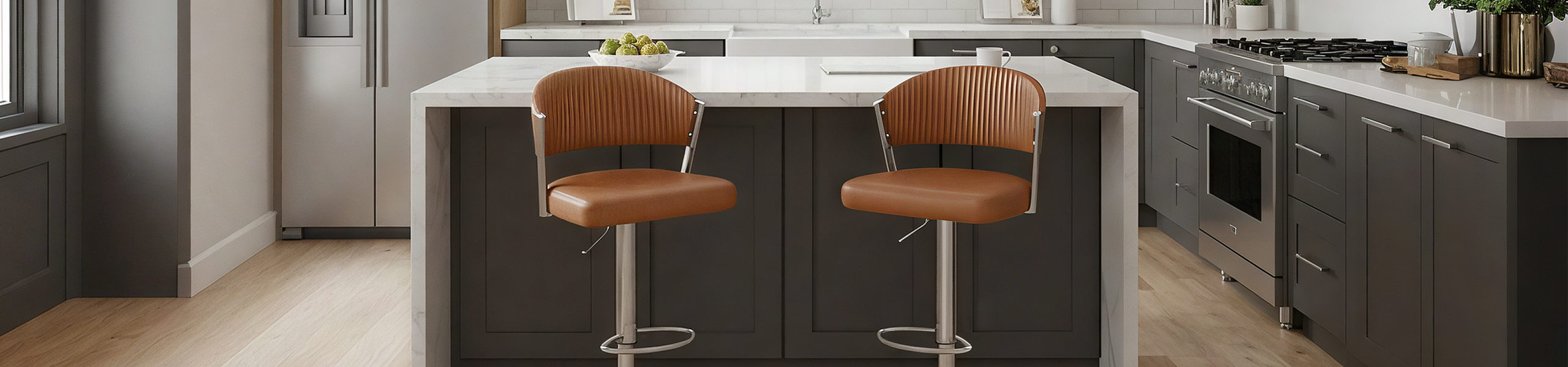 Lusso Chrome Bar Stool Brown Leather Video Banner