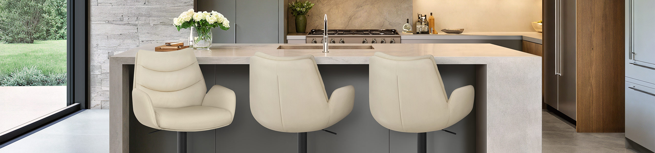 Madrid Real Leather Gas Lift Stool Cream Video Banner