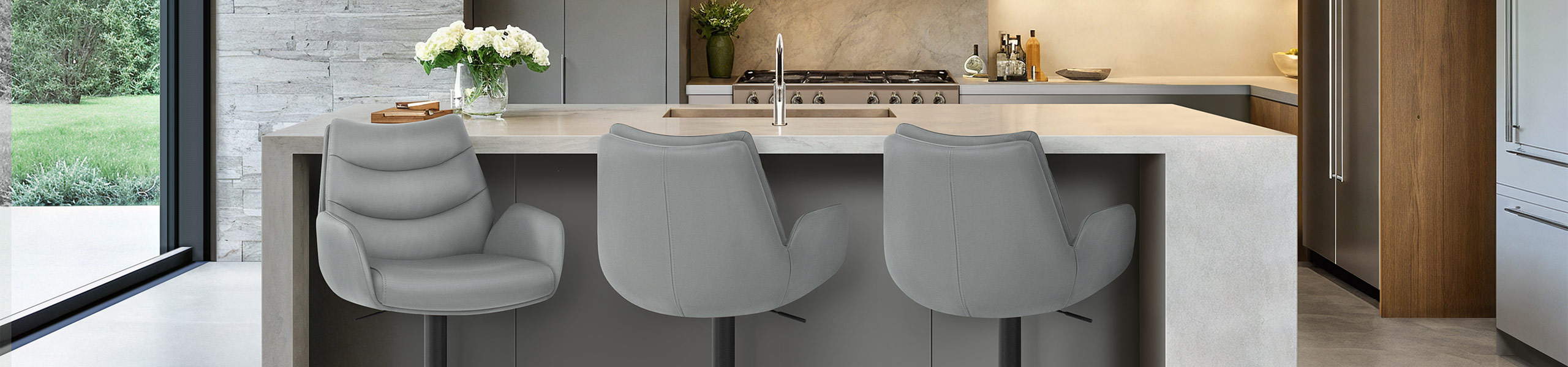 Madrid Real Leather Gas Lift Stool Grey Video Banner