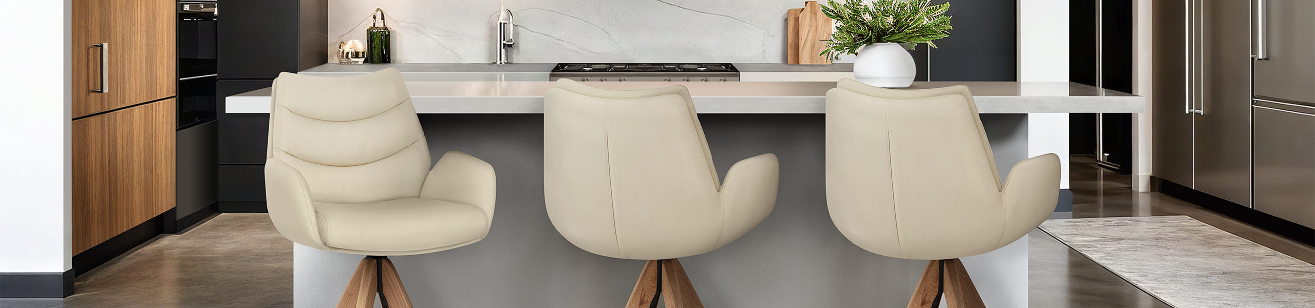 Madrid Real Leather Wooden Stool Cream Video Banner