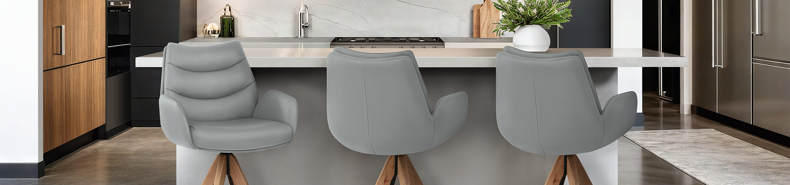 Madrid Real Leather Wooden Stool Grey Video Banner