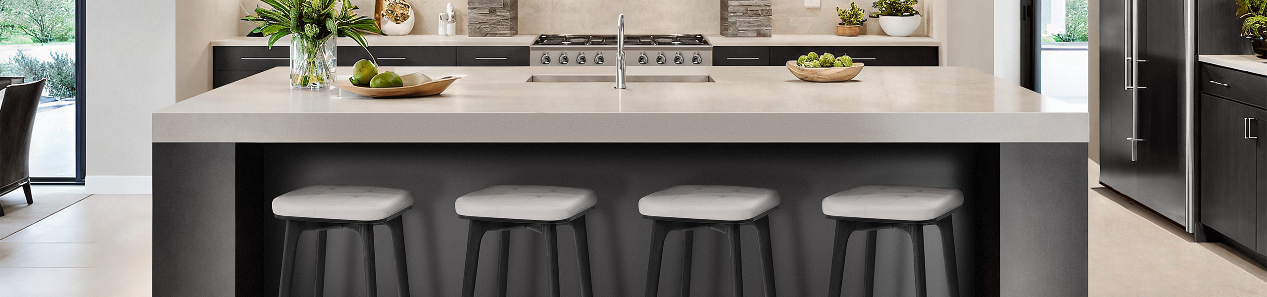 Malmo Black & Chrome Stool White Video Banner