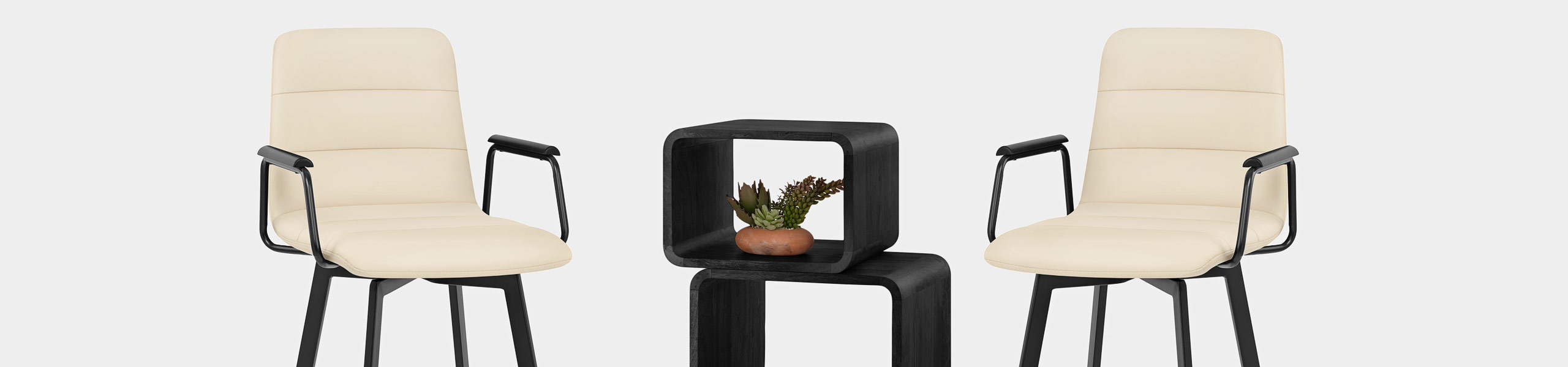 Marco Stool Black Arms & Cream Leather Video Banner