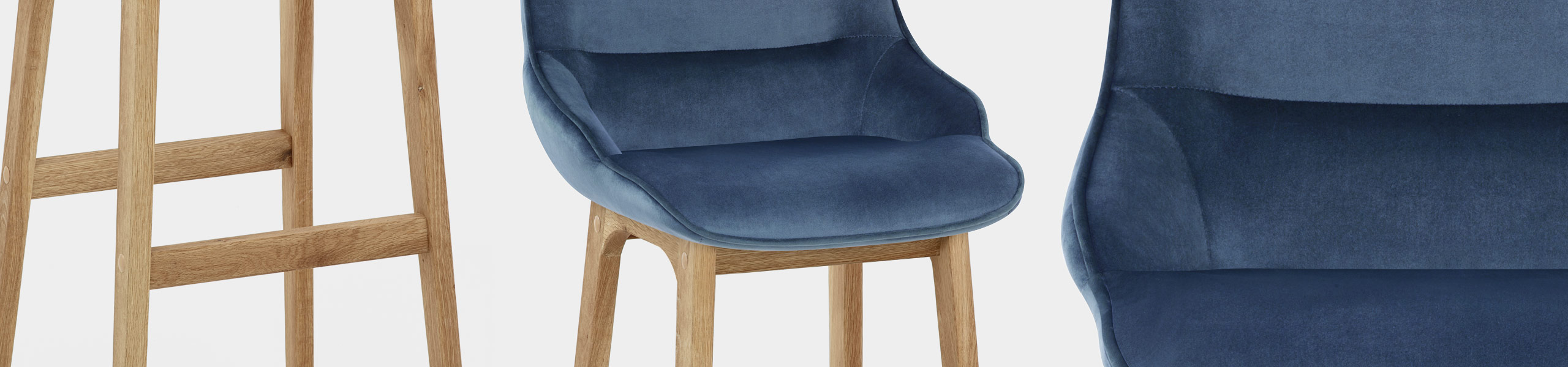 Miami Wooden Stool Blue Velvet Video Banner