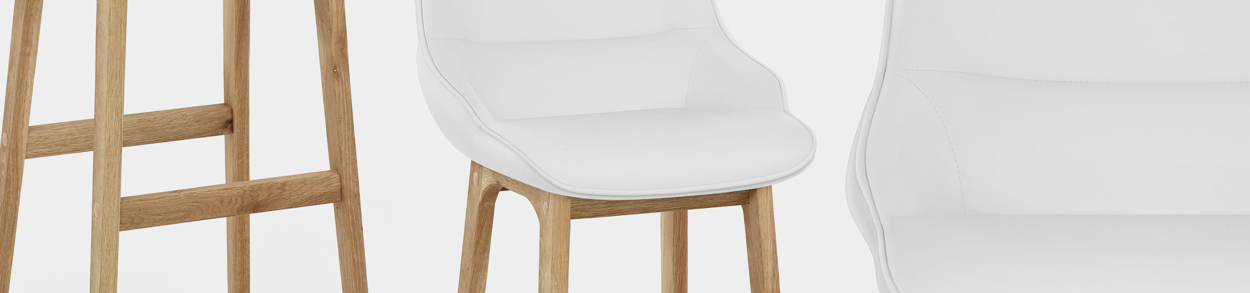 Miami Wooden Stool White Leather Video Banner