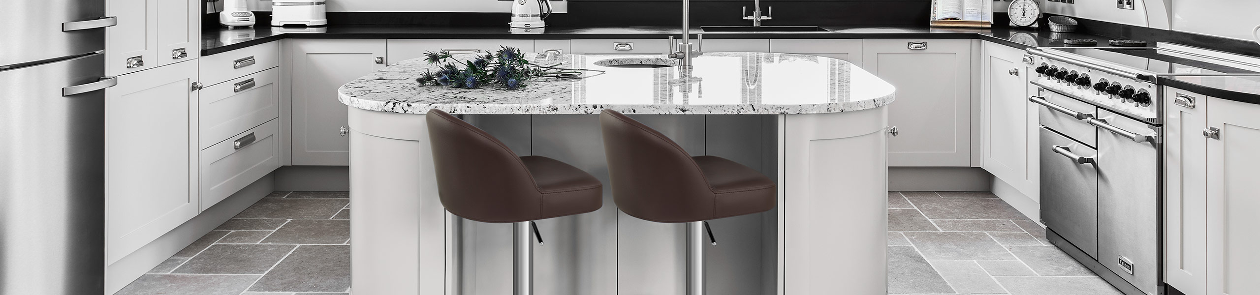 Mimi Brushed Steel Stool Brown Video Banner