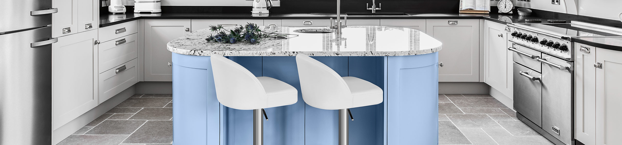 Mimi Brushed Steel Stool White Video Banner