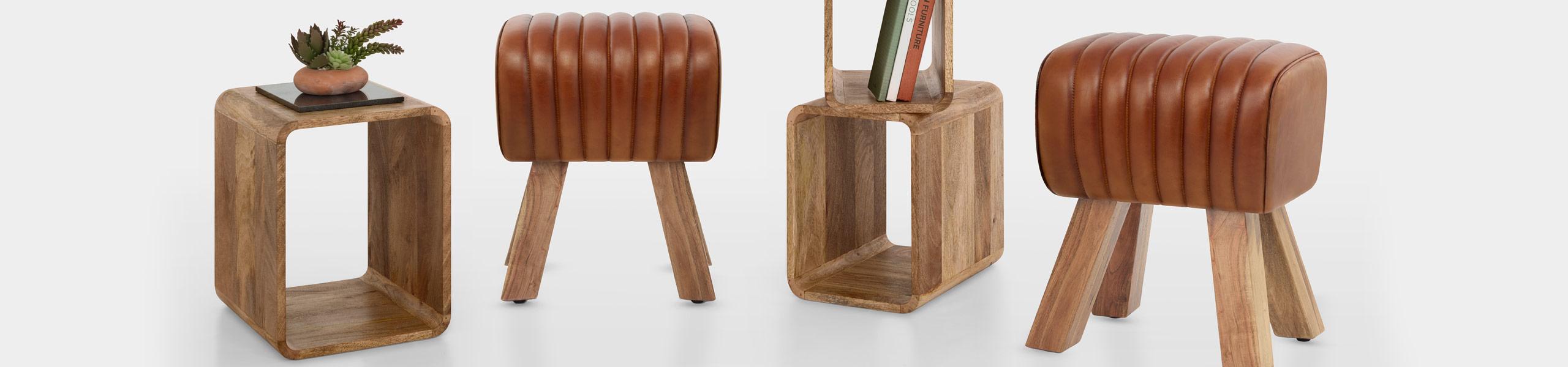 Mini Pommel Stool Antique Brown Leather Video Banner