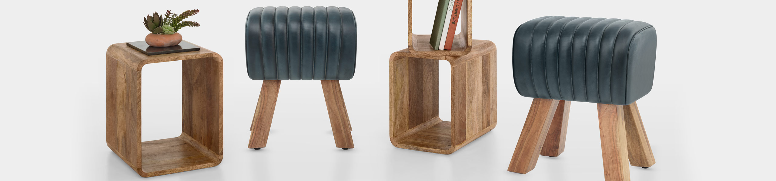 Mini Pommel Stool Antique Slate Leather Video Banner