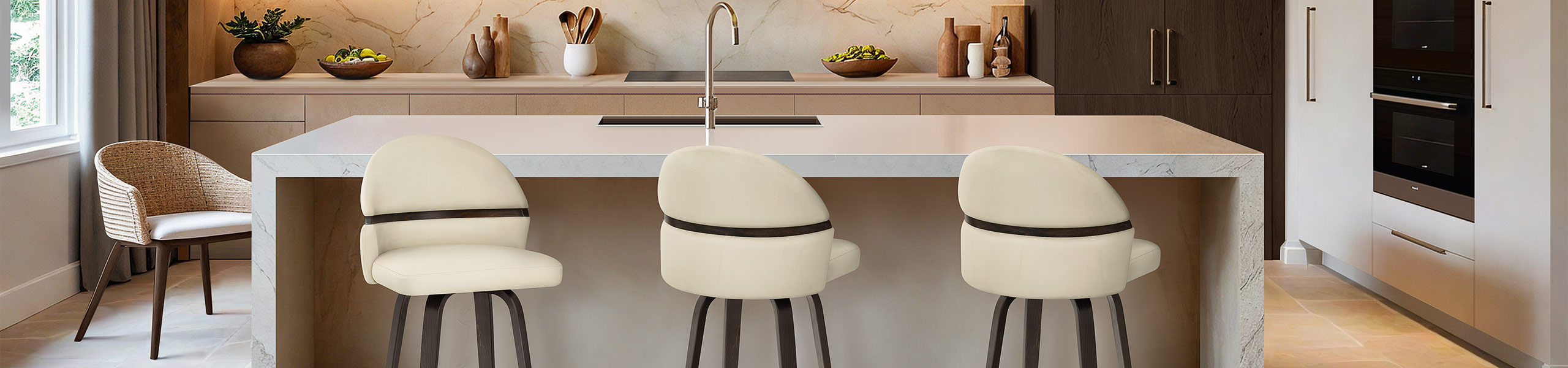 Odessa Dark Walnut Bar Stool Cream Real Leather Video Banner