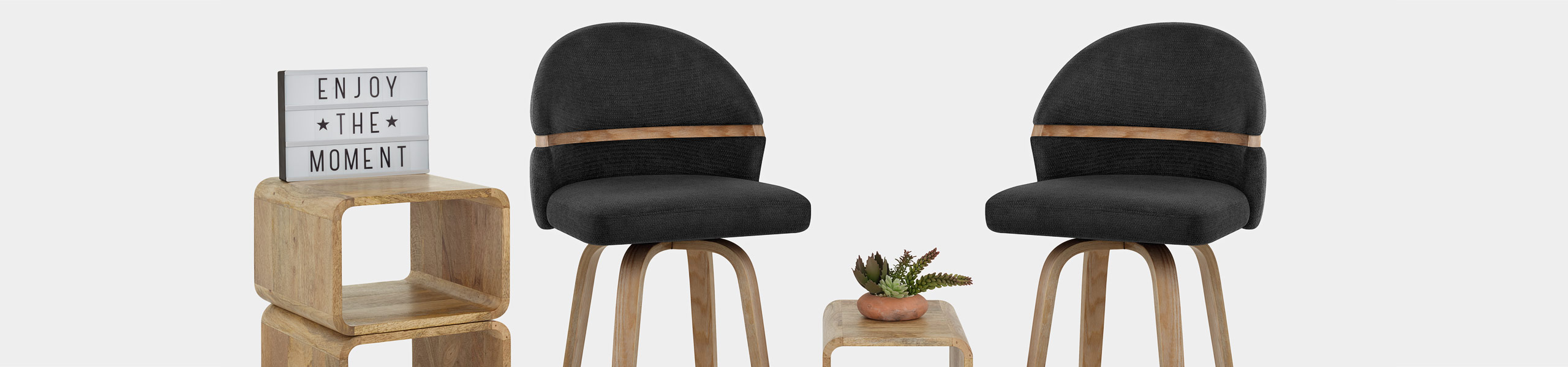 Odessa Oak Bar Stool Black Fabric Video Banner