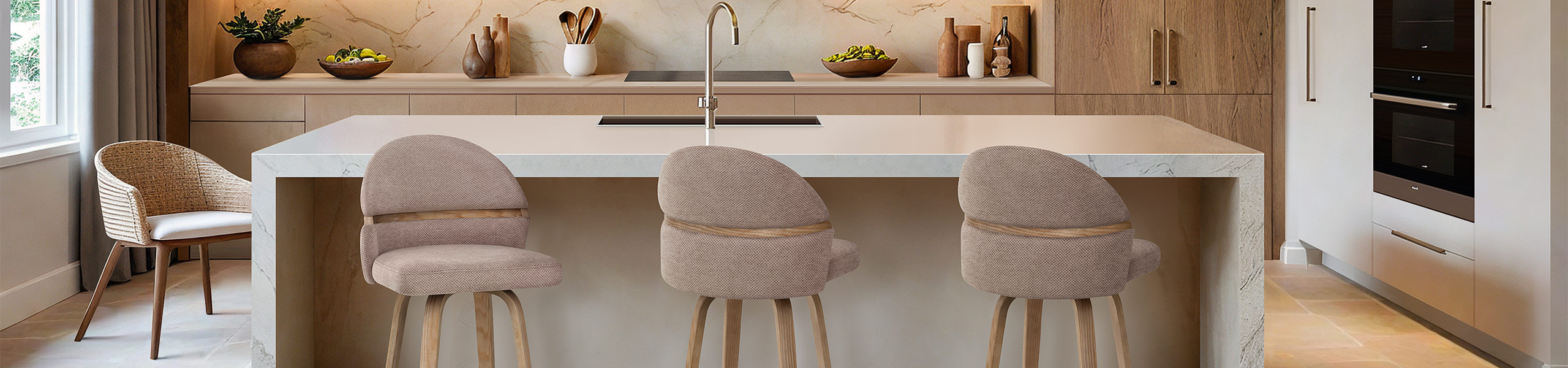 Odessa Oak Bar Stool Brown Fabric Video Banner