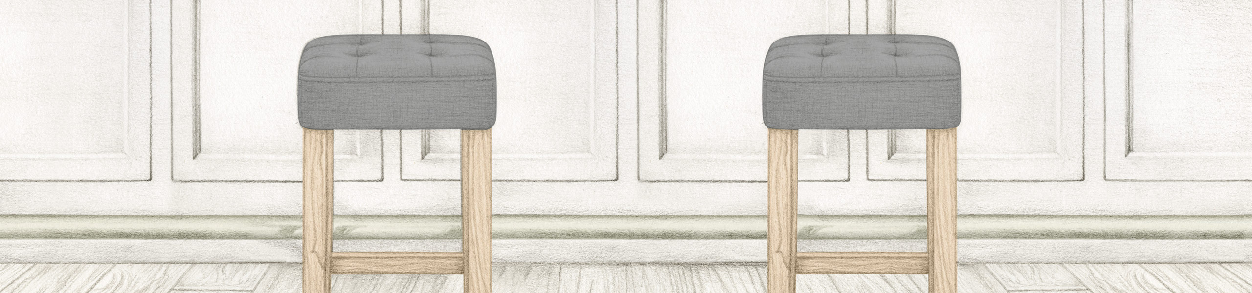 Oliver Oak Stool Charcoal Fabric Video Banner