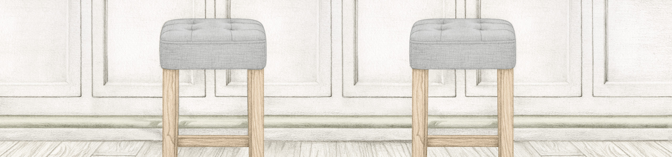 Oliver Oak Stool Grey Fabric Video Banner