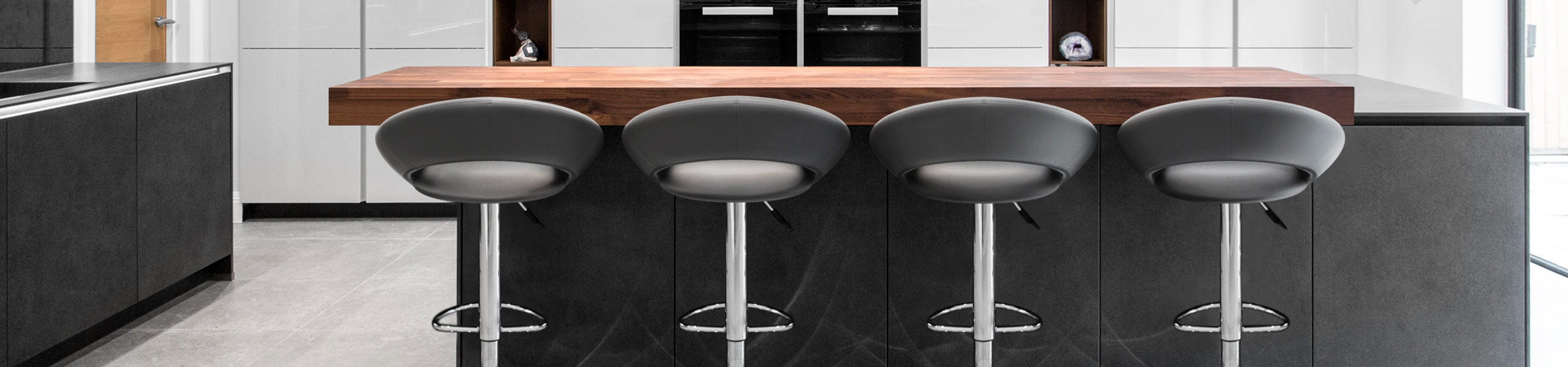 Padded Crescent Bar Stool Grey Video Banner