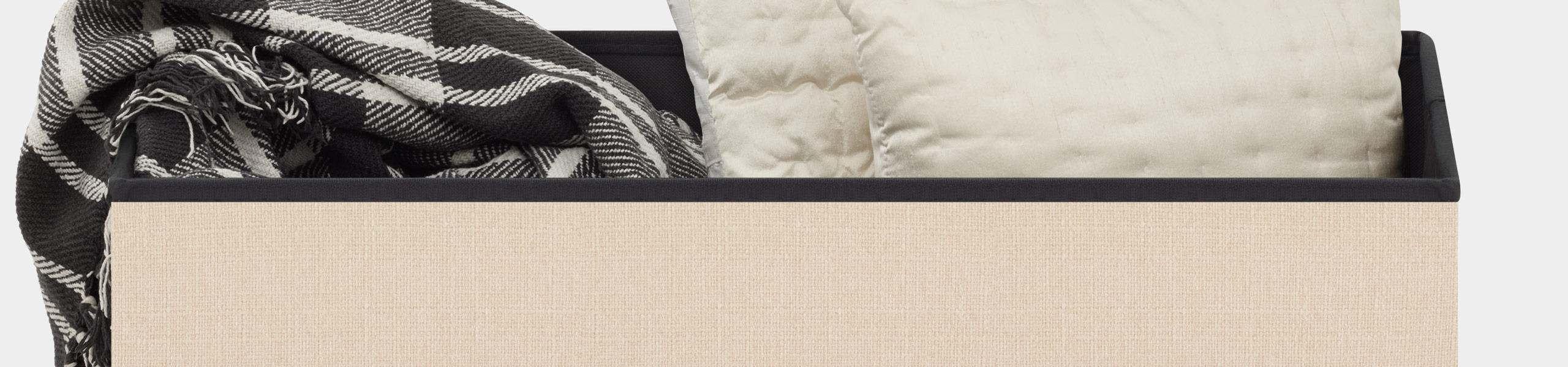 Pandora Foldable Ottoman Cream Fabric Video Banner