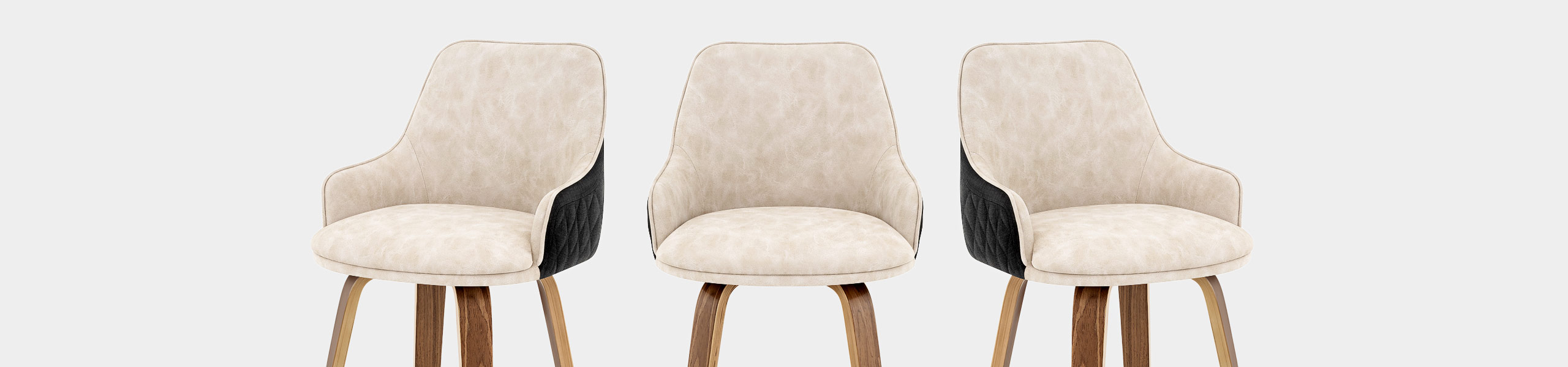 Piper Walnut Stool Black Fabric & Cream Leather Video Banner