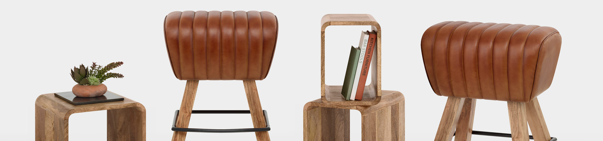 Pommel Stool Antique Brown Leather Video Banner