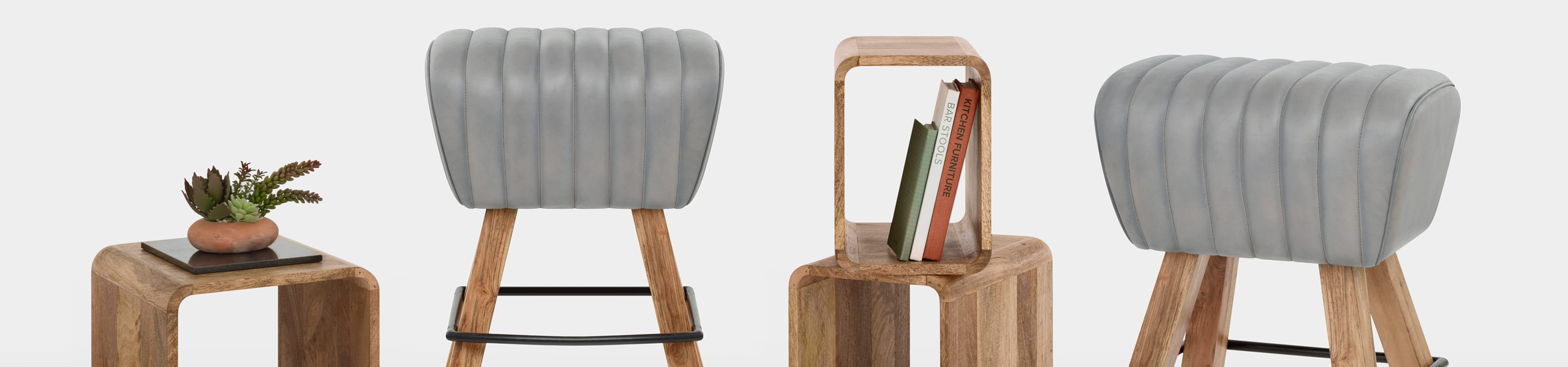 Pommel Stool Antique Grey Leather Video Banner